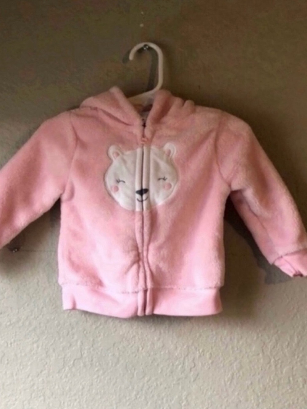 Child of Mine Jacket Pink Bear Zip Up Hoodie Jacket Baby Toddler Girls 12 Months